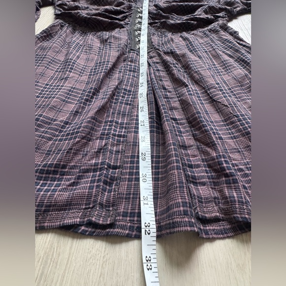 Free People We the Free Catalina Ruched Plaid Front hook Button-Front Women Top - Picture 9 of 12